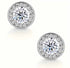 18k White Gold Plated Large CZ Center Stone Brilliant Cut Halo Stud Earrings